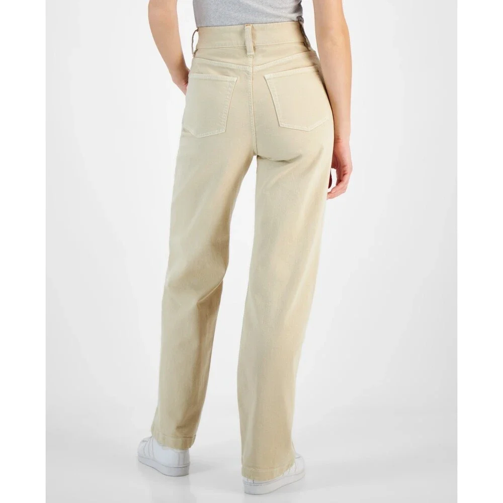 BOSS Orange Wide-Leg Denim Jeans Women's 8 Beige Belt Loops Zip & Button Closure - Picture 5 of 15